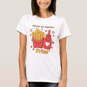 T-shirt "Aller toujours ensemble" Frites et Ketchup Kawaii