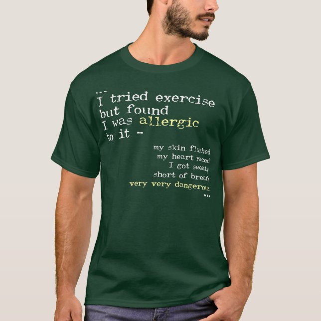 T-shirt Allergic Pour Exercice Funny Lazy Bum Excusent Gym (Devant)