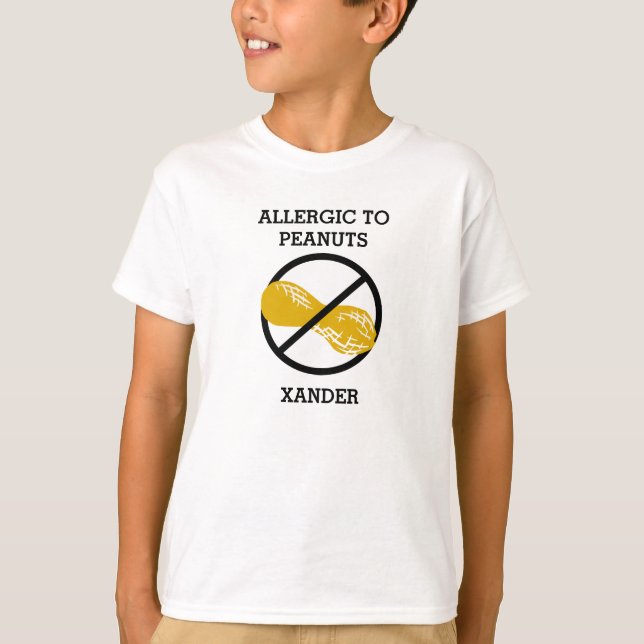 T-shirt Allergique aux arachides personnalisées ne badine (Devant)