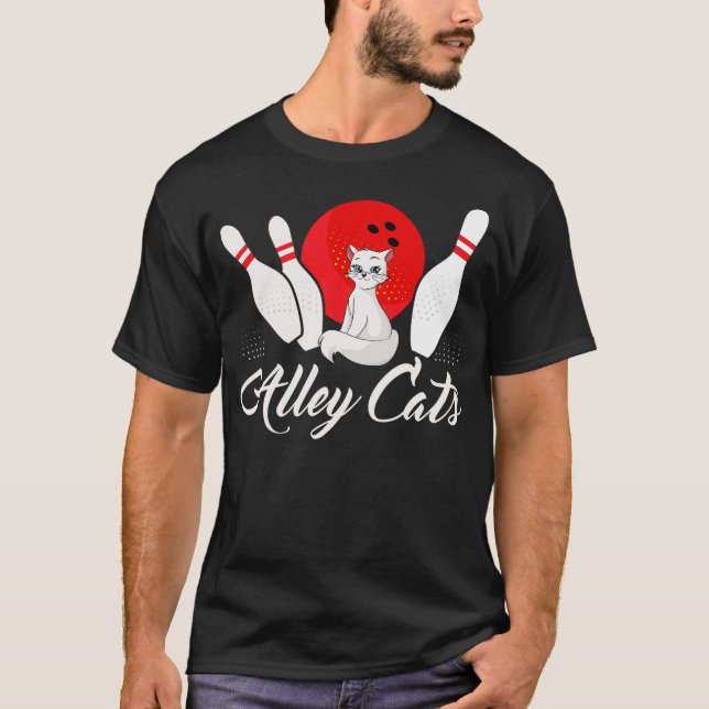 T-shirt Alley Cat Funny Bowler Bowling (2) (Devant)