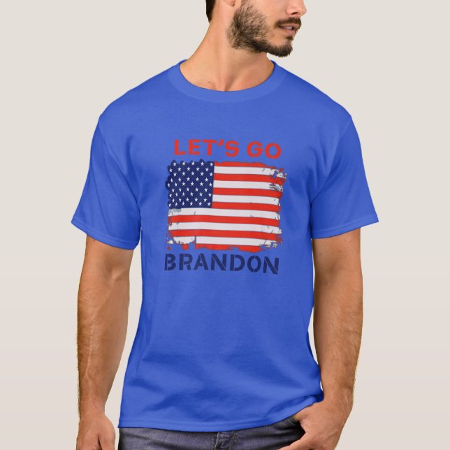 T-shirt Allez Brandon American Flag Drôle drôle mème Chant (Devant)