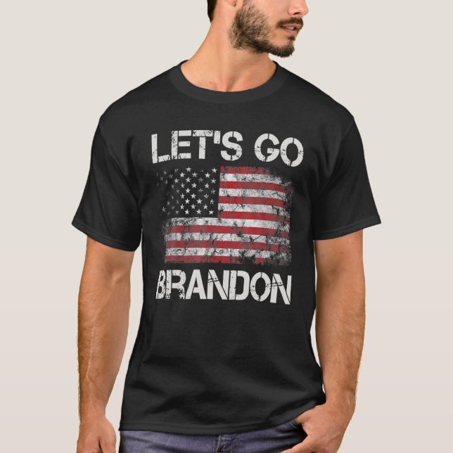T-shirt Allez Brandon Conservateur Drapeau Américain. (Devant)