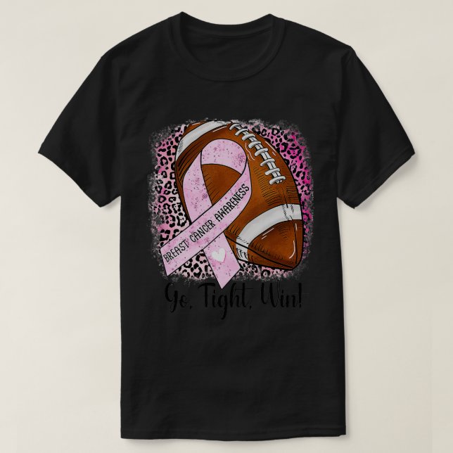 T-shirt Allez combattre gagner football rose Ruban cancer  (Design devant)