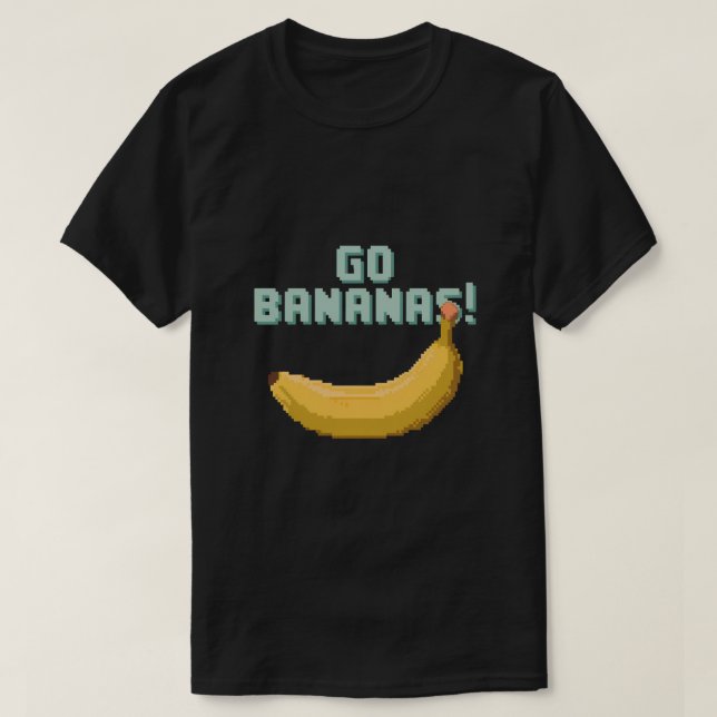 T-shirt Allez les bananes ! Pixel rétro d'une banane jaune (Design devant)