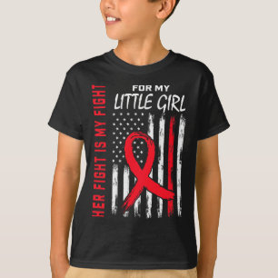 T-shirt Allez Rouge Sa Lutte Fille Petite Fille Maladie Ca
