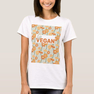 T-shirt Allez Vegan ! Joli rétro muté fleurs des années 19