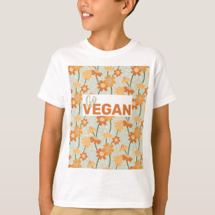 T-shirt Allez Vegan ! Joli rétro muté fleurs des années 19