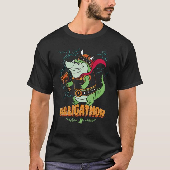 T-shirt Alligathor Norse Mythology  Thor Alligator Viking (Devant)