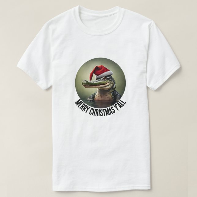 T-shirt Alligator amusant à Santa Hat (Design devant)