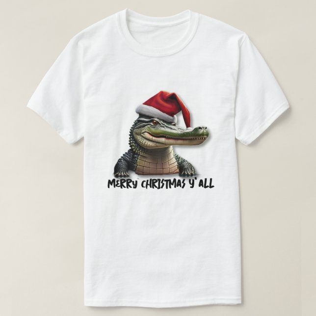T-shirt Alligator amusant à Santa Hat (Design devant)