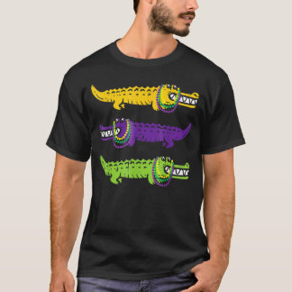T-shirt Alligator Crocodiles Louisiana Mardi Gras Party Bo