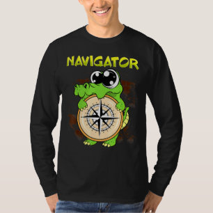 T-shirt Alligator De Pun De Navigateur Cute Tenant Le Comp