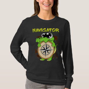 T-shirt Alligator De Pun De Navigateur Cute Tenant Le Comp