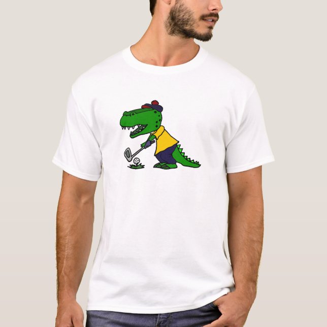 T-shirt Alligator drôle jouant au golf (Devant)