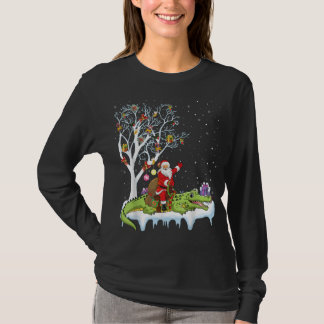 T-shirt Alligator Lover Xmas Don Père Noël Riding Alligato
