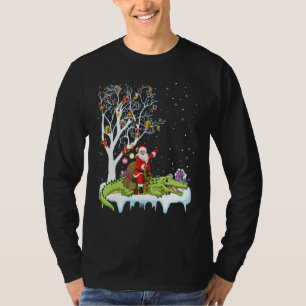 T-shirt Alligator Lover Xmas Père Noël Riding Alligator Ch
