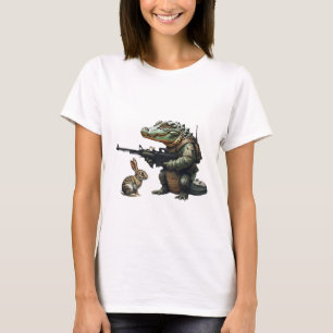 T-shirt Alligator prêt au combat et lapin curieux