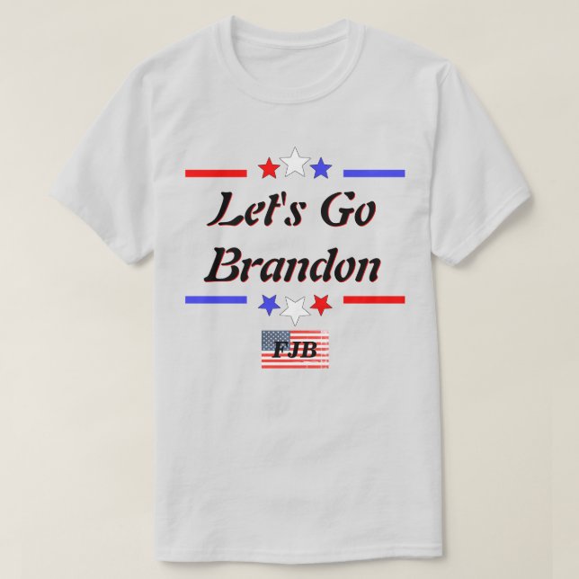 T-shirt Allons Brandon FJB Rouge Blanc Bleu Étoiles Lt (Design devant)