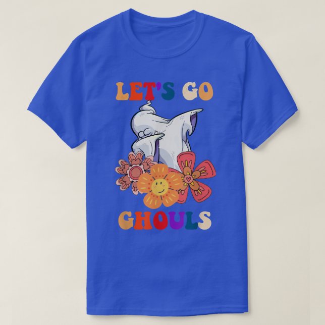 T-shirt Allons Gouls Ghost Avec Fleurs Halloween Costu (Design devant)