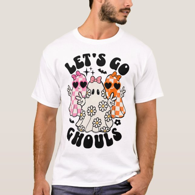 T-shirt Allons Gouls Halloween Ghost Floral Mer Éffrayante (Devant)