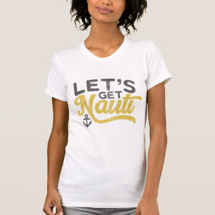 T-shirt Allons Nauti Nautical Vintage Type Gris Jaune