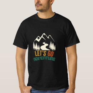 T-shirt Allons-y Aventure Montagne Vintage Randonnée Retro