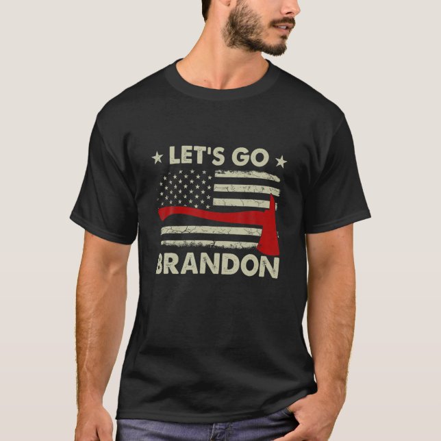 T-shirt Allons-y Ax Brandon Drapeau américain Mince Ligne  (Devant)
