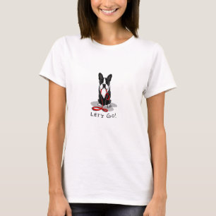 T-shirt Allons-y ! Boston Terrier (noir) Drôle chien