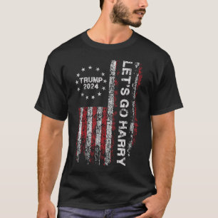 T-shirt Allons-y Harry Drôle Trump 2024 Drapeau États-Unis