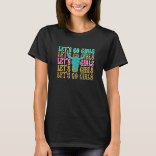T-shirt Allons-y les filles léopard turquoise crâne de tau