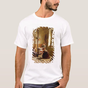 T-shirt Allumant le fourneau, 1886 (huile sur le panneau)