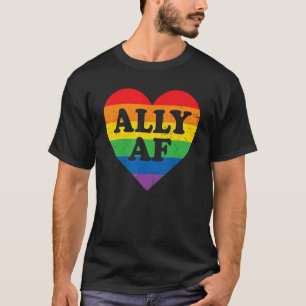 T-shirt Ally AF LGBT Heart Rainbow LGBTQ Mois Gay pride