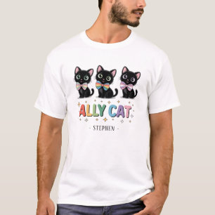 T-shirt Ally Cat - Black Cat LGBTQ Pride