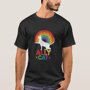 T-shirt Ally Cat LGB Rainbow Gay Lesbian Support Grunge