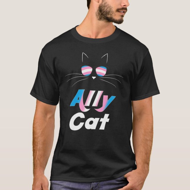 T-shirt Ally Cat Rainbow Lunettes de soleil Transgenre Pri (Devant)