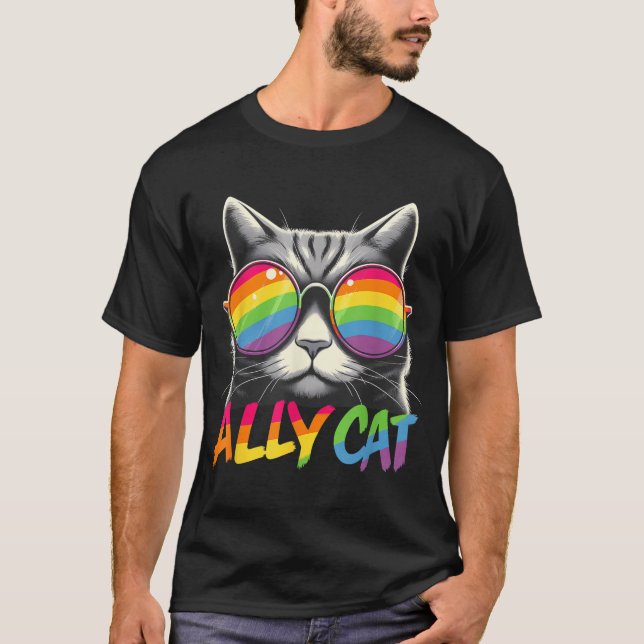 T-shirt Ally Cat Transgender Trans Pride (Devant)