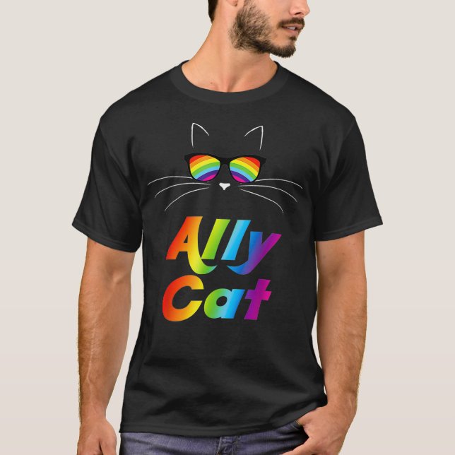 T-shirt Ally Chat Rainbow Lunettes de soleil Gay pride Kit (Devant)