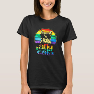 T-shirt Ally Chat Rainbow Lunettes de soleil Lgbt Gay prid