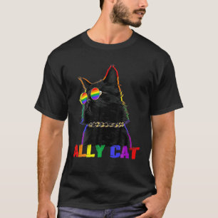T-shirt Ally Lunettes de chat LGBT Gay pride Ally Drapeau 
