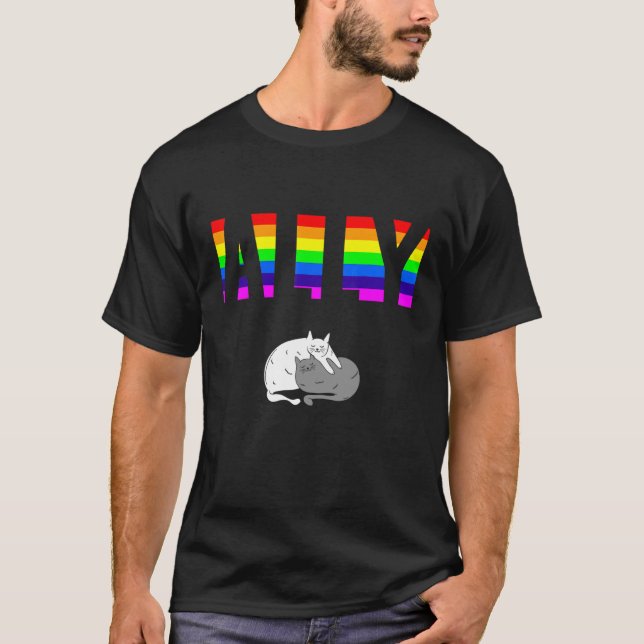 T-shirt Ally Pride LGBTQ Égalité Rainbow Lesbian Gay Tran (Devant)
