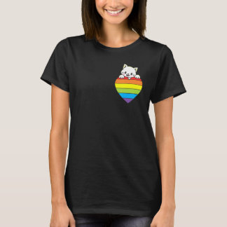 T-shirt Ally Rainbow Heart Cat LGBTQ Community Pride Gende