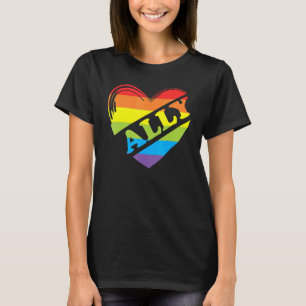 T-shirt Ally Rainbow Heart Love LGBTQ Community Pride Gend