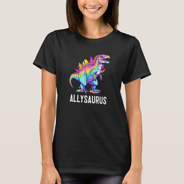 T-shirt Allysaurus Dinosaur Funny Dino Rainbow Equality LG (Devant)