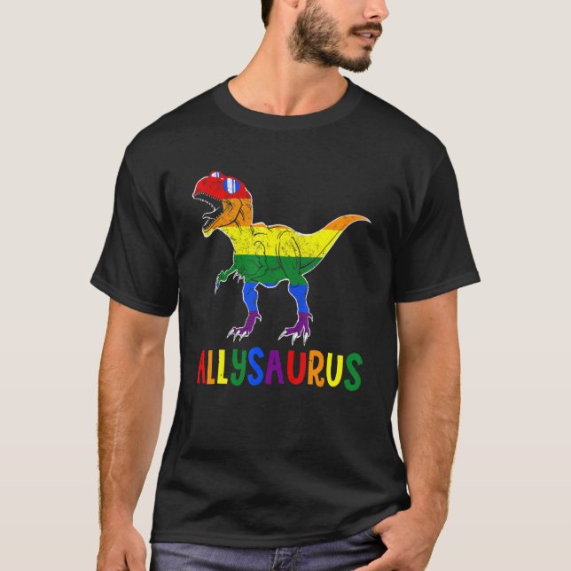 T-shirt Allysaurus Dinosaur Lgbt Gay pride Drapeau Pour Al (Devant)