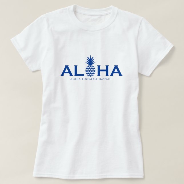T-shirt alohaパイナップル ブルーロゴ(heart） (Design devant)