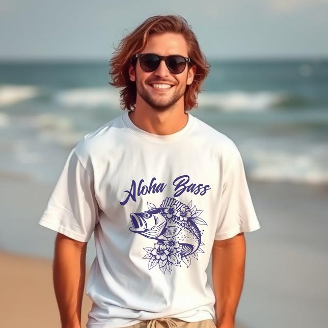 T-shirt Aloha Bass Hawaiian Fishman Style (Aloha Bass Hawaiian Fisherman core style trend tropical islander mens t shirt)