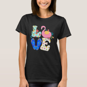 T-shirt Aloha Beach Hawaiian Pineapple Cocktail Flamant ro