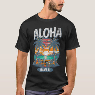 T-shirt Aloha Hawaii Beach Sunset Vintage Tropical Hawaiia