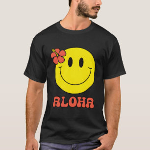T-shirt Aloha Hawaiian Hibiscus Jaune Joyeux Visage mignon