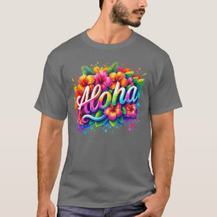 T-shirt Aloha Hello Summer Hawaii Beach Vacances d'été Fa
